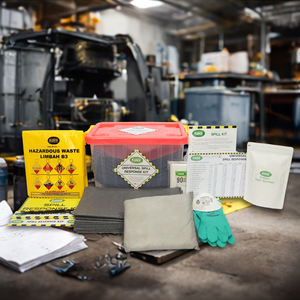 Kit anti-déversement universel 10 litres, boîte transparente, coussinets absorbants portables pour interventions d'urgence, pour fuites d'huile, de produits chimiques et d'eau en laboratoire - Product Image 1