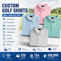 Lichtgewicht golfkleding met 4-weg stretch, slim fit, patroonprint, stijve kraag, eenvoudige golf poloshirts voor heren