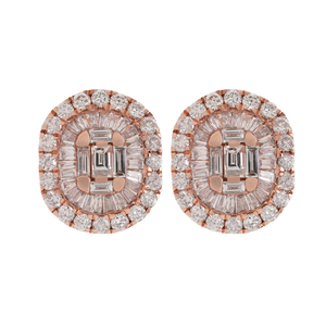 1.80 CT <b>Emerald</b> Pear Mixed Diamond Double Halo <b>Stud</b> Dangle Earrings 18K Gold Luxury Modern Geometric Anniversary Engagement - Product Image 4