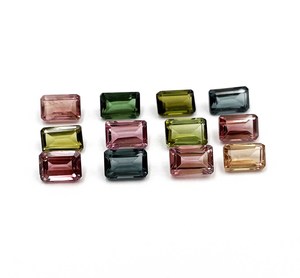Pierre précieuse naturelle multi-tourmaline, taille octogonale, 4*6 mm, tourmaline facettée pour la création de bijoux, pierres certifiées IGI - Product Image 4