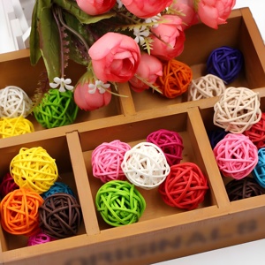 Ornements d'arbre de noël boules de décoration en rotin naturel tissées à la main prix le moins cher grande quantité boule colorée - Product Image 3