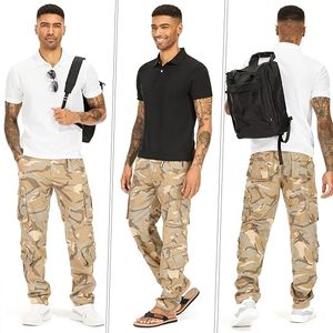 Men's Camouflage <b>Cargo</b> <b>Work</b> <b>Pants</b> Cotton Breathable With Multiple Pockets Utility Trousers - Product Image 3
