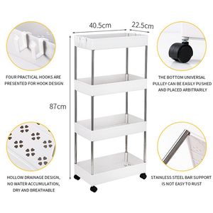 Carrello portaoggetti scorrevole a 4 livelli con 4 cestelli, kit scaffale mobile organizer - Product Image 3