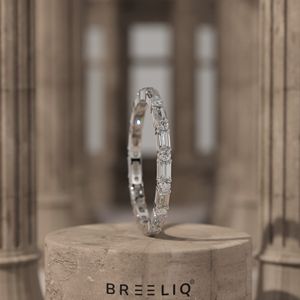 แหวนทองประดับเพชรทรงบาแกตต์ พร้อมเพชรทรงกลมแบบฝังหนามเตย แหวนหมั้น ของขวัญวันครบรอบวันเกิด - Product Image 2