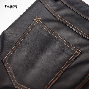 Pantalones de cuero ajustados a la moda para hombre, pantalones de cuero genuino de alta calidad para hombre, pantalones de cuero de piel de vaca al mejor precio - Product Image 5