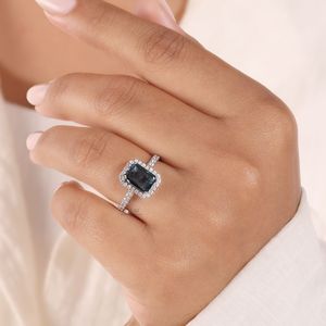 New Collection Emerald Cut Lab Grown <b>Diamond</b> Halo <b>Ring</b> in White Gold 14k White Gold <b>Diamond</b> <b>Ring</b> Luxury Look's VVS-VS Clarity - Product Image 5