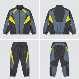Ensemble de survêtement 2 pièces pour homme avec logo personnalisé, veste coupe-vent et pantalon color block, séchage rapide, en nylon, vêtements de sport, vente en gros, OEM - Product Image 4