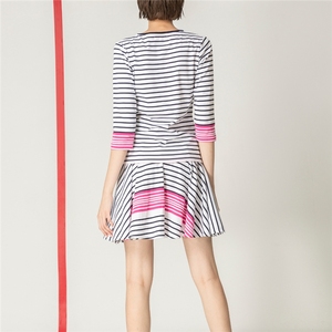 ODM Knit Red and <b>White</b> Stripe Elastic Waist Durable <b>Skirt</b> - Product Image 3
