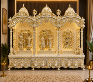 Bollywood-Style Wooden Pooja <b>Mandir</b> For USA Luxury Solid Teak Wood Home Temple with Hand Carved Design Hindu Pooja <b>Mandir</b> USA - Product Image 4