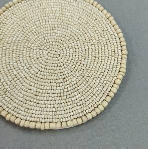 Handmade Round Bamboo Beaded Bar Mat Minimalist Reusable <b>Drinkware</b> <b>Accessory</b> 4 Inch Diameter - Product Image 1