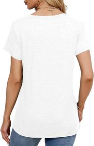 T-shirt en coton uni à col rond et manches courtes pour femme, coupe ample, décontracté, idéal pour l'été, tissu jersey respirant - Product Image 5