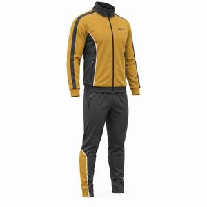 Survêtement sportif pour homme, fermeture éclair intégrale, couleurs contrastées, polyester et coton, avec poches latérales, pour l'automne - Product Image 5