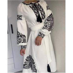 Vestido de Novia Bordado Estilo Bohemio Étnico para Mujer, Diseño Sólido Informal con Cintura Natural y Largo hasta la Rodilla - Product Image 5