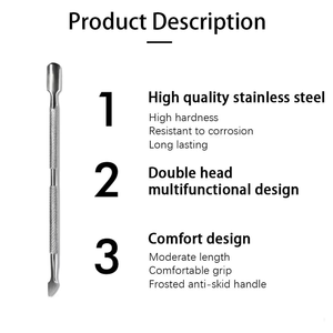 Juego de Herramientas de Manicura de Acero Inoxidable de Alta Calidad de 3 Piezas, Empujador de Cutículas, Removedor de Piel Muerta, para el Cuidado Profesional de las Uñas - Product Image 3