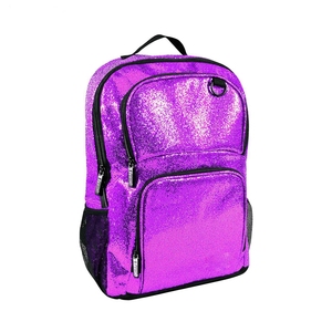 Unisex Lightweight Polyester <b>Mini</b> Glitter Sequins Geometric Zipper <b>Backpack</b> Embroidery Logo 35-L Capacity Vintage - Product Image 1