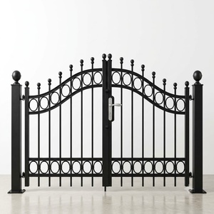 Portail de jardin double battant en fer forgé KHP, robuste, thermolaqué, design européen, entrée sécurisée, installation facile pour villa - Product Image 1