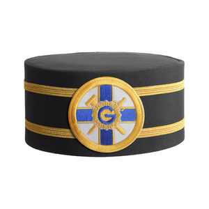 Eminent Prior Knights of the York Cross of Honour Black Crown <b>Cap</b> Gold Decorative Bands Custom Regalia Headwear - Product Image 1