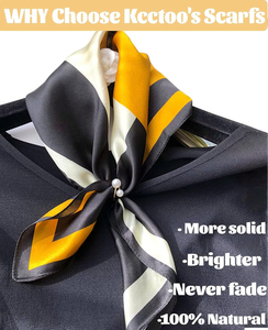 Elegant Women's 100% <b>Silk</b> <b>Square</b> <b>Scarf</b> Color Blocking Pattern Multi-Functional Fashion Accessory All Seasons - Product Image 3