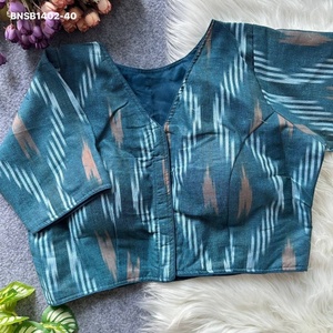 Blusa de algodón Ikkat de la mejor calidad con diseño estampado, lista para usar, con cuello en V y cierre frontal acolchado, colección del fabricante de Surat. - Product Image 1