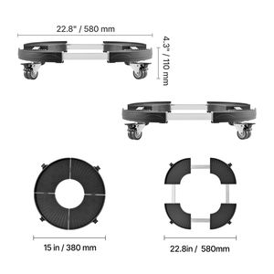 Base con Ruote per Bidone della Spazzatura (2 Pezzi) con Maniglia Regolabile 15-22.8, 4 Ruote Bloccabili, Capacità di Carico 440 libbre, Carrello e Trasportatore - Product Image 2