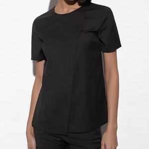 Uniforme de Enfermera Personalizado OEM, Blusa de Manga Corta con Botones en la Espalda, Uniforme Médico para Salón de Belleza, Logotipo, Color y Talla Personalizables - Product Image 1