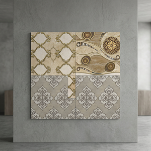 Living Room Decorative Third Fired Golden Silver Designer Digital Ceramic Glazed <b>Wall</b> Tiles for Luxury Interior Look - Product Image 5