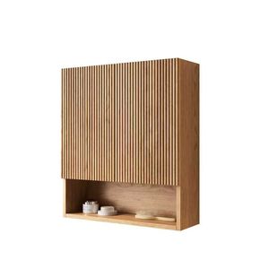 TOBI 26\" <b>Wall</b> <b>Mounted</b> Striped Bathroom <b>Cabinet</b> with Doors Open Storage Compartment & Shelf Over Toilet Furniture Compartment - Product Image 3