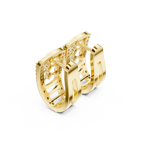 Boucles d'oreilles Huggie ajourées à double pavé en or 14K 18K avec diamants de laboratoire taille ronde 0,35 carat DEF VVS, tendance, pour mariage, ODM - Product Image 4