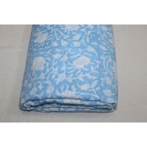 Newly Light Blue & <b>White</b> Cotton Fabric Hand Block Printed Indian Natural Prints Boys' Dresses Lightweight Curtain & Bag Decor - Product Image 4
