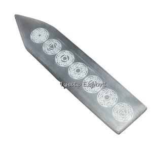 Curación DE LA VIDA 7 Chakra Grabado Selenita Varita Grabada Piedra semipreciosa - Product Image 1