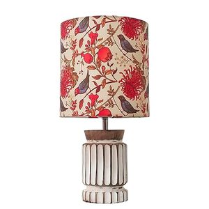 Printed <b>Bird</b> Floral <b>Lampshade</b> Wooden Base Table Lamp Decorative Bedside Light for Living Room Bedroom - Product Image 4