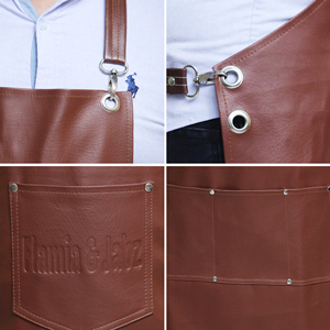 Delantal de cuero Flamia & Jabz, clásico y duradero, con bolsillos para cocinar, traje de trabajo - Product Image 6