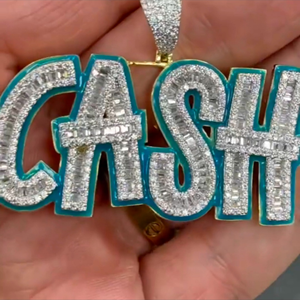 Colgante con Letra CASH y Cristales de Estrás, Chapado en Oro, Estilo Hiphop, Joyería Temática, Regalo Unisex, Colgante de Moda - Product Image 3