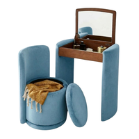 En gros, Mini coiffeuse personnalisée rembourrée en bois pour maquillage, avec miroir et tabouret, pour salle de bain