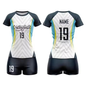 Ensemble d'uniformes de volley-ball personnalisés pour femmes, maillot et short d'équipe imprimés par sublimation en zig-zag - Product Image 1