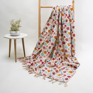 Venta al por mayor Animal impreso algodón sofá manta bohemio personalizado mascota patrón tapiz decorativo Manta - Product Image 4