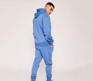Survêtement bleu à capuche pour homme, coupe longue, couleur unie, décontracté, 100 % coton respirant, coupe classique, style automne - Product Image 2