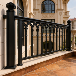 Rampe de balcon en métal noir, design arqué orné, clôture décorative de terrasse extérieure pour villa, garde-corps de sécurité pour portail de maison de luxe - Product Image 5