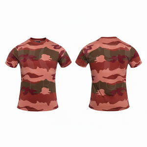 T-shirt à manches courtes personnalisé camouflage haute performance, logo sur mesure, respirant, col rond, pour entraînement sportif - Product Image 2