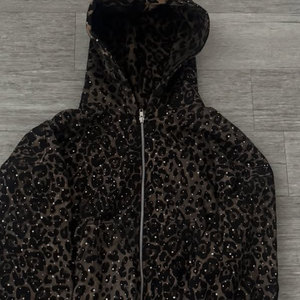 HIgh Quality <b>Oversized</b> Animal Cheetah Print 2 Piece Digital Stack Terry 100 Percent Cotton <b>Sweatpants</b> and Hoodie Set - Product Image 2