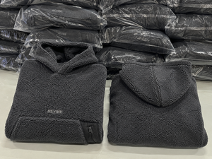 Custom Mens Charcoal <b>Sherpa</b> Hoodie Oversized Heavy Fleece Pullover Winter Hooded Sweatshirt OEM Supplier - Product Image 6