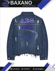 Delta | Sigma | Theta DST Sorority Ripped Denim <b>Jacket</b> - Product Image 5