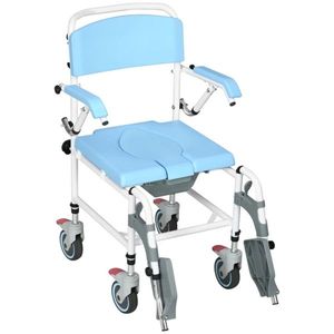 Bathroom Safety Equipment Rolling Shower Commode Wheelchair with 4 Castor Wheels for Wheelchair Users - Product Image 1