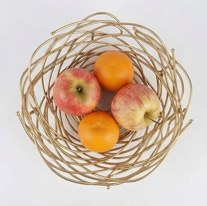 Top Selling Gold Metal Wired Fruit <b>Basket</b> Bowl for Table Decor and Food <b>Display</b> Elegant Storage <b>Basket</b> - Product Image 3
