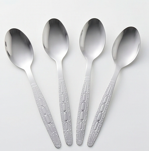 Ensemble de cuillères à thé en acier inoxydable avec poignées gravées, finition miroir haute brillance, résistantes à la rouille, design minimaliste pour usage domestique - Product Image 1