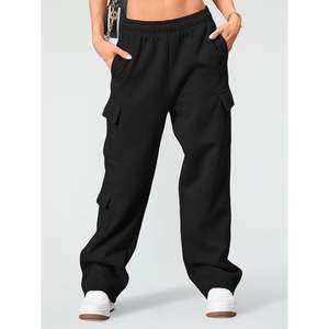 กางเกงคาร์โก้สตรี2025กางเกงวิ่ง Y2K ซับในขนแกะขากว้างมีกระเป๋าเอวขนาดกลาง XL สำหรับฤดูใบไม้ร่วงและฤดูหนาว - Product Image 4