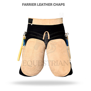 Chaps de fermeur en cuir à jambes fendues pour le soin des sabots de cheval avec poches à outils - Product Image 3
