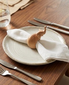 Handcrafted <b>Elephant</b> Wood Napkin Ring Holders - Classic Vintage Style Rustic Table <b>Decor</b> for Dining & Dinner Parties - Product Image 5