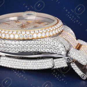 Montre mécanique personnalisée, diamant moissanite taille ronde, acier inoxydable, analogique, automatique, artisanale, bijoux sertis de pierres - Product Image 4