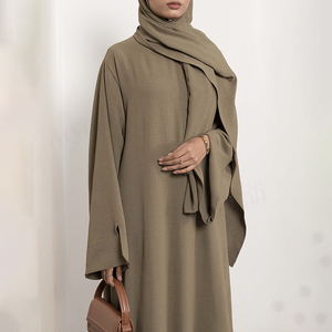 Custom Latest Design Women Modest Abaya Solid Color New Slit Cuff Design Muslim Women <b>Full</b> Length Closed Abayas for Women - Product Image 2